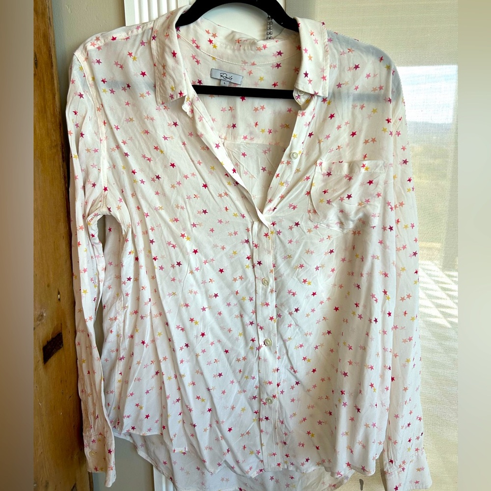 Rails Buttondown Silk Shirt with stars